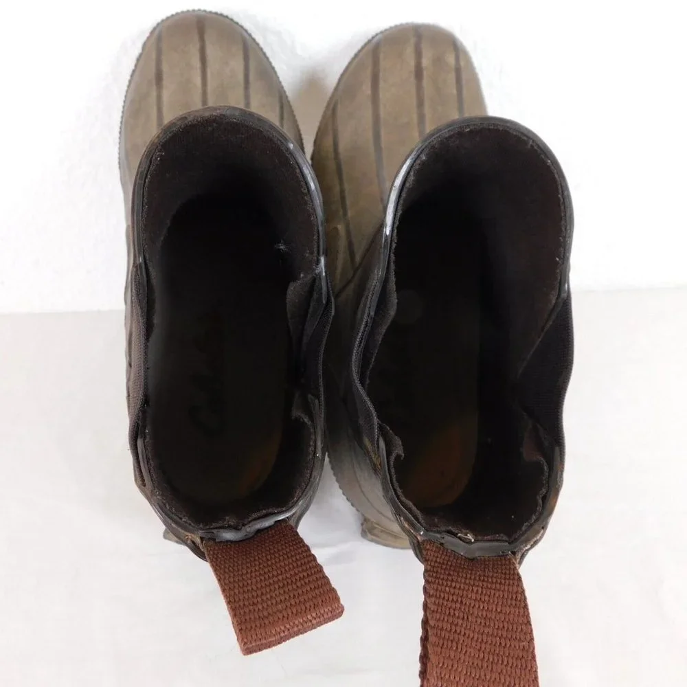 Cabela's Thinsulate Steel Shank Pull On Rubber Work Boots Waterproof Men size 8